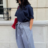 Pantalon large à pli [ bleue marine ]