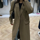 Manteau long à épaulettes [ taupe ]