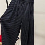 Pantalon large à rayures [ bleue marine ]