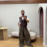 Brown sleeveless vest