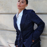 Fitted denim blazer