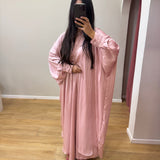 Ensemble chemise longue et pantalon en satin [ rose ]