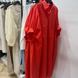 Robe chemise très longue [ rouge ]
