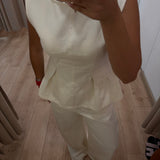 Ensemble top et jean ballon [ beige ]