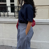 Pantalon large à pli [ bleue marine ]