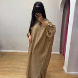 Ensemble chemise longue et pantalon doublé en voile de coton camel