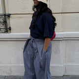 Pantalon large à pli [ bleue marine ]