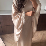 Abaya à plumes [ beige ]