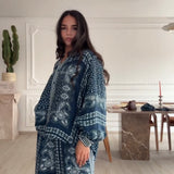 Ensemble en tencel à motifs bleue pré commande
