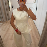 Ensemble top et jean ballon [ beige ]