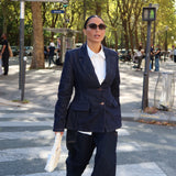 Fitted denim blazer