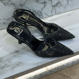 Talons transparent à strass noir