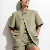Blazer manches courtes [ kaki ]