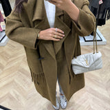 Manteau en laine avec écharpe [ olive ]