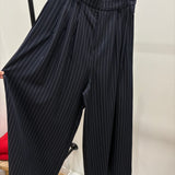 Pantalon large à rayures [ bleue marine ]