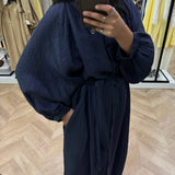 Robe longue à ceinture [ marine ]