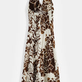Robe à motifs fleurs marron