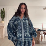 Ensemble en tencel à motifs bleue pré commande
