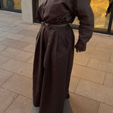 Jupe longue marron à plis