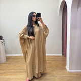 Ensemble chemise longue et pantalon doublé en voile de coton camel