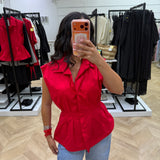 Chemisier cintré rouge