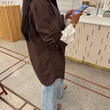 Chemise longue oversize [ marron ]