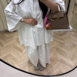 Ensemble ample chemise avec pantalon pince évasé [ blanc ]