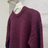 Pull col rond en laine et angora cerise