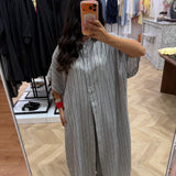 Chemise longue et pantalon à rayures [ gris ]