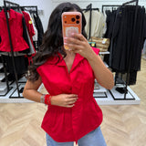 Chemisier cintré rouge