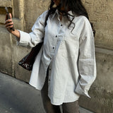 Chemise à manches longues en toile rayée
