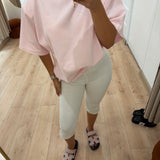 T-shirt à épaulettes rose