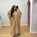 Ensemble chemise longue et pantalon doublé en voile de coton camel