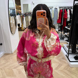 Ensemble chemise et short fushia
