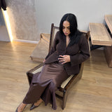 Jupe en satin longue [ marron ]