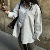 Chemise à manches longues en toile rayée