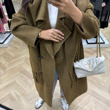 Manteau en laine avec écharpe [ olive ]