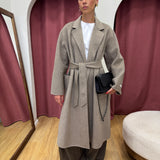 Manteau long en laine et cachemire fait main