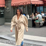 Balloon sleeve trench coat