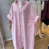Robe chemise très longue [ rose bébé ]