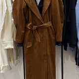 Trench long suédine camel