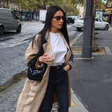 Balloon sleeve trench coat