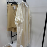 Robe chemise très longue [ crème ]