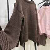 Pull en maille épaisse [ marron ]