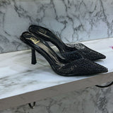 Talons transparent à strass noir