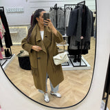 Manteau en laine avec écharpe [ olive ]