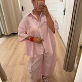 Ensemble chemise et pantalon ballon [ rose ]