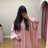 Ensemble chemise longue et pantalon en satin [ rose ]
