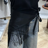 Foulard à frange [ noir ]