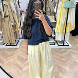 Pantalon en satin jaune [ extra long ]